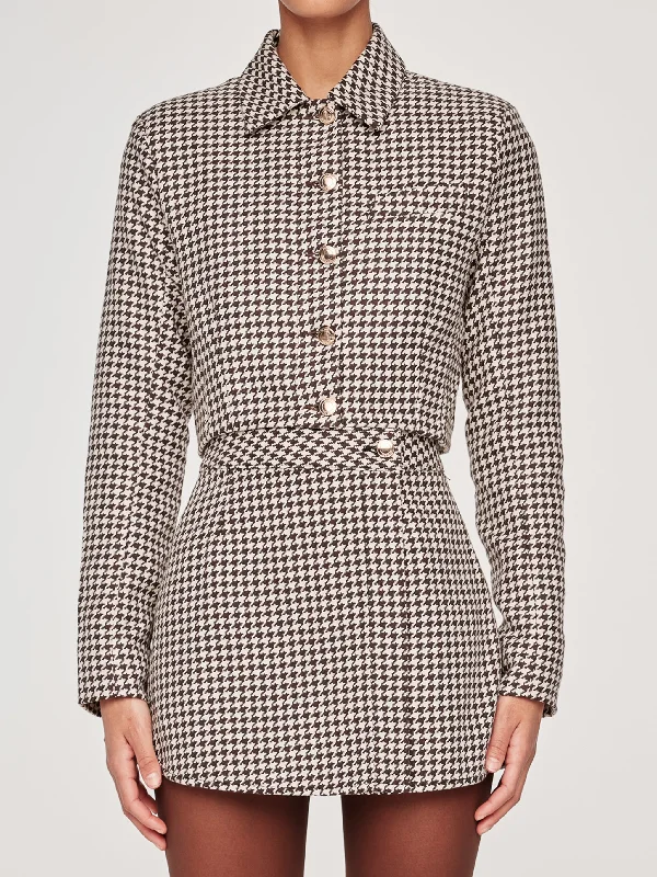 Vika Jacket Cropped Houndstooth - DL1961 Faux Fur Jacket Real Fur Jacket Shearling Jacket