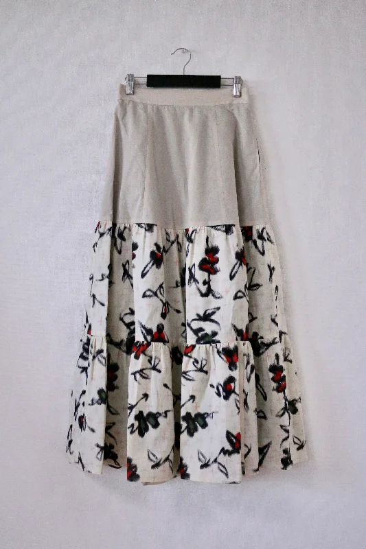 Mai -Meisen Teered Skirt-Beige silk skirt luxurious
