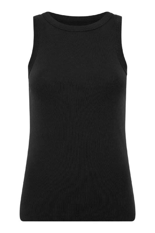 Organic Cotton Bateau Tank - Jet Black workout tank top