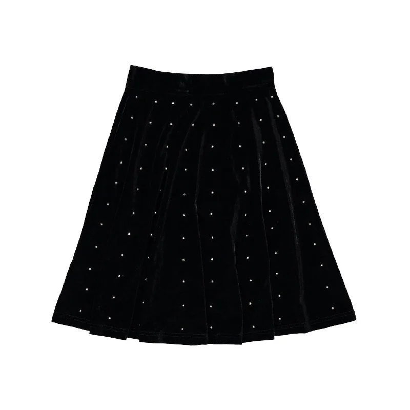 A4 Black Velvet Beaded Skirt chiffon skirt flowing