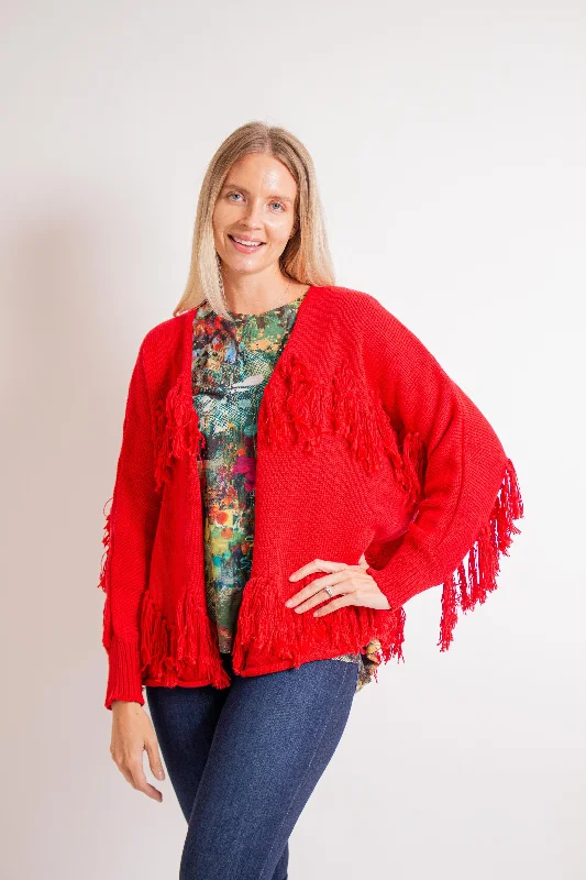 Lacey Ruby Cardigan Herringbone Houndstooth Plaid