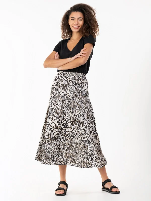 Jolie Moi Sara Animal Print Midi Skirt, Cream Animal leather skirt sleek