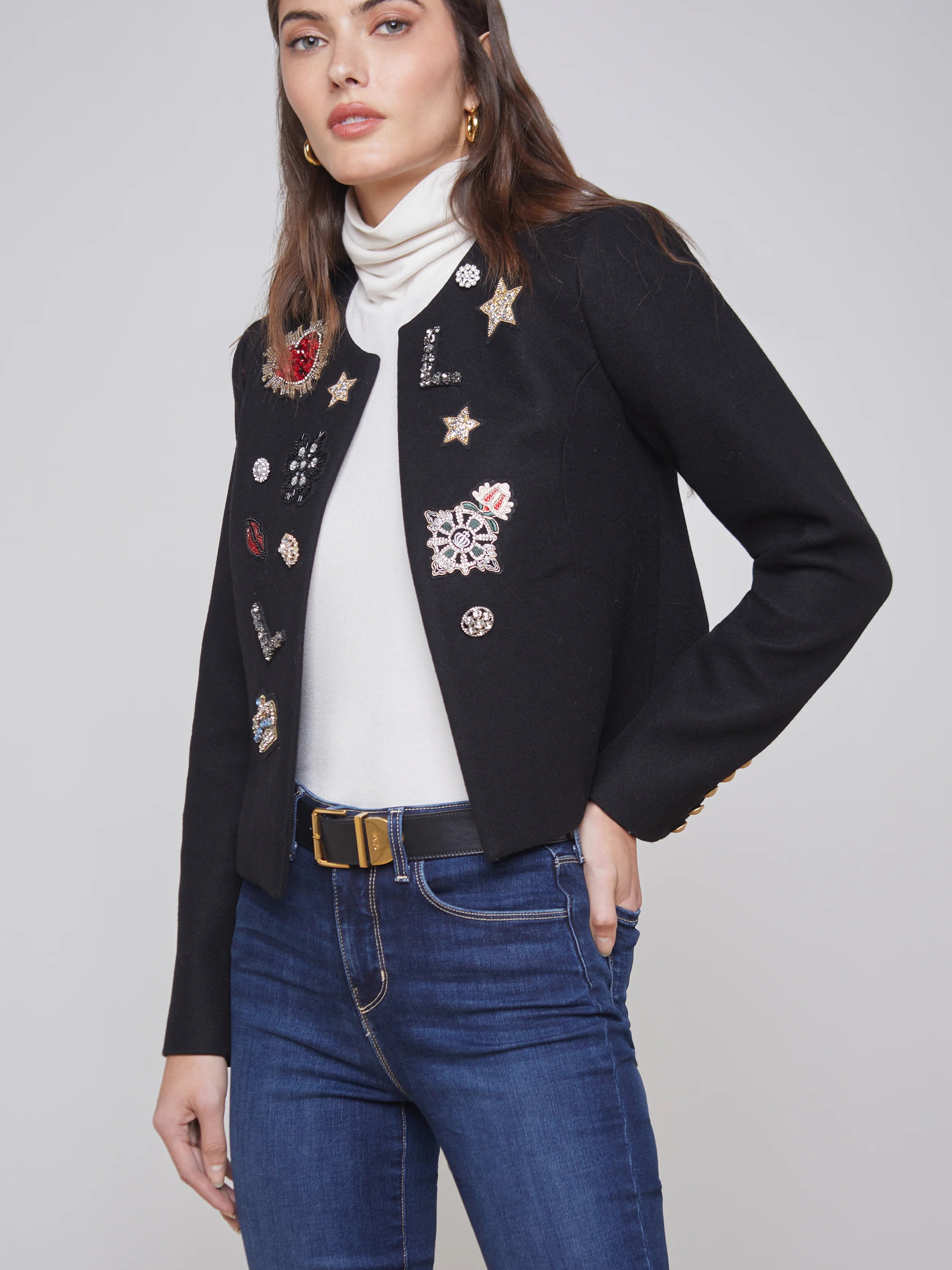 Bowie Jacket Black - L'AGENCE Welt Pockets Slit Pockets Flap Pockets