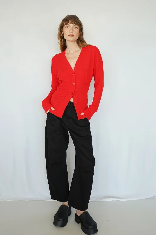Noel Waffle Cardigan - High Risk Red Beaded Cardigan Sequined Faux Fur