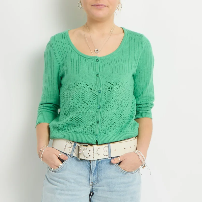 Knitted Embroidery Cardigan - UK 10 Machine Wash Dry Clean Hand Wash