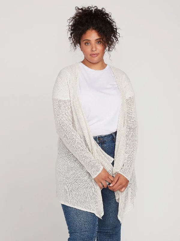 Go Go Wrap Plus Size Cardigan - Oatmeal Transparent Opaque Sheer