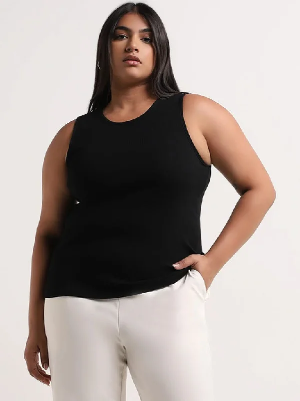 Gia Black Ribbed Tank Top bright tank top