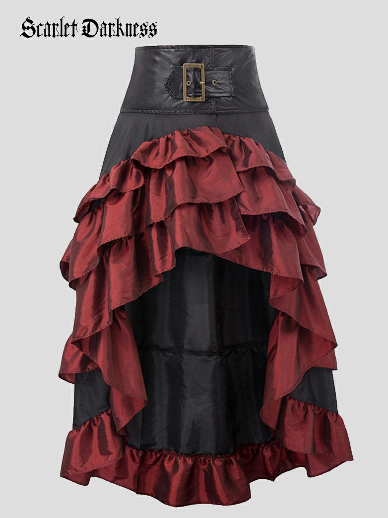 Women Steampunk Pirate Overlay High low Skirt breathable skirt fabric