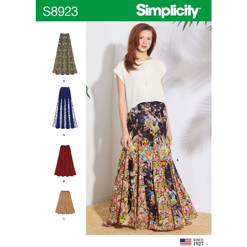 Simplicity Pattern 8923 Misses' Pull-On Skirts chiffon skirt airy