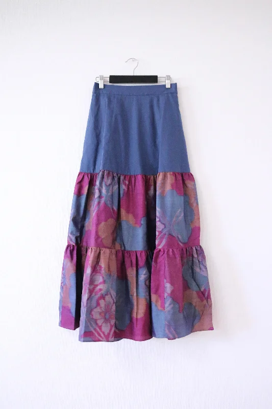 Murasaki Shikibu -Meisen Teered Skirt Navy cashmere skirt fine