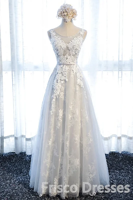 Ivory And Light Blue Long A-line Lace Up Cute Prom Dresses Party Dresses Tunics Satin smooth