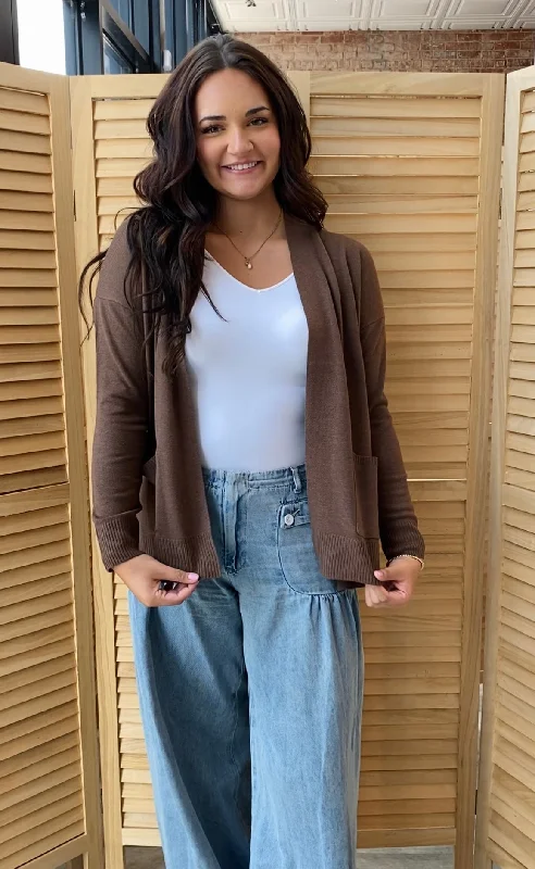 Easy Going Cardigan | Brown Terry Terry Cloth Terry Knit