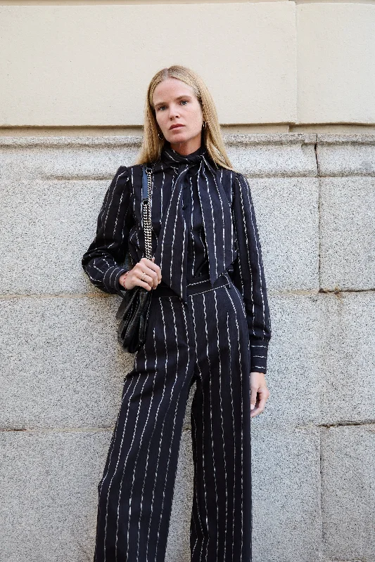 Black and Silver Striped Pants Fashionable Jogger Pants