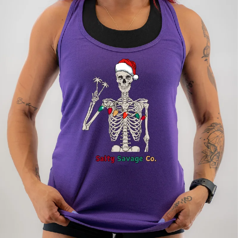 Ladies "Holiday Peace Skeleton" Racerback Tank vintage tank top