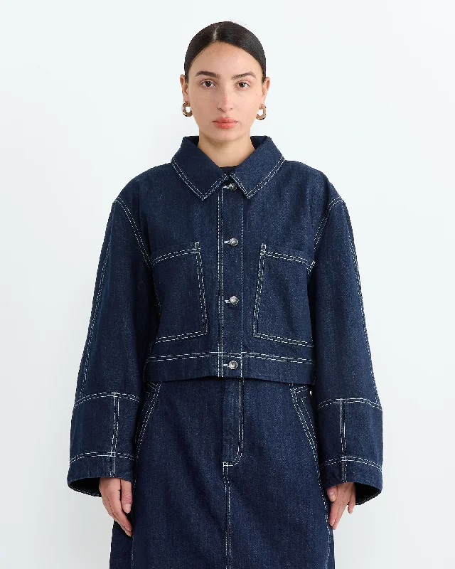 Dusk Denim Jacket in Navy Striped Jacket Polka Dot Jacket Floral Jacket