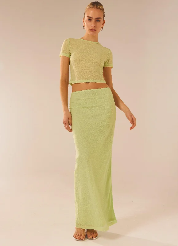 Just Like Magic Maxi Skirt - Lime lace skirt intricate