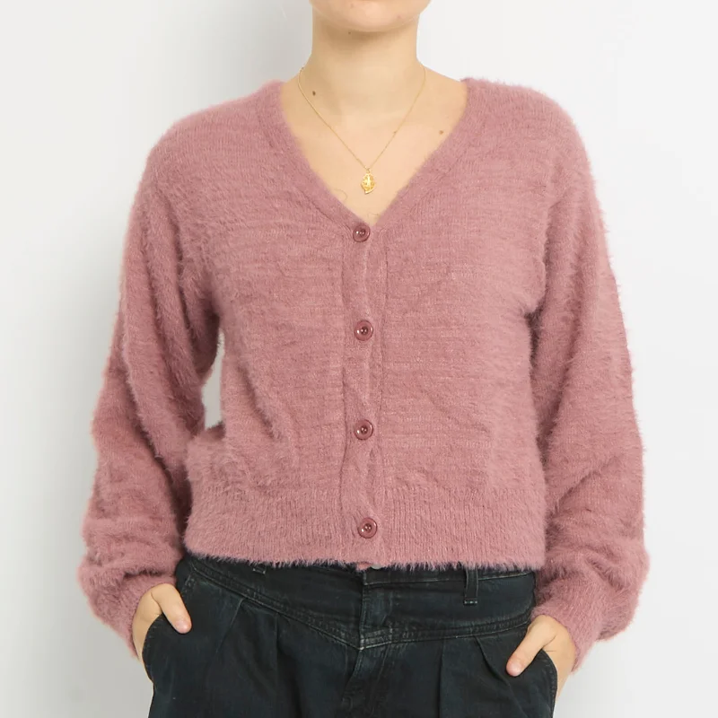 Fluffy Knit Cardigan- UK 12 Cotton Fabric Linen Fabric Terry Fabric