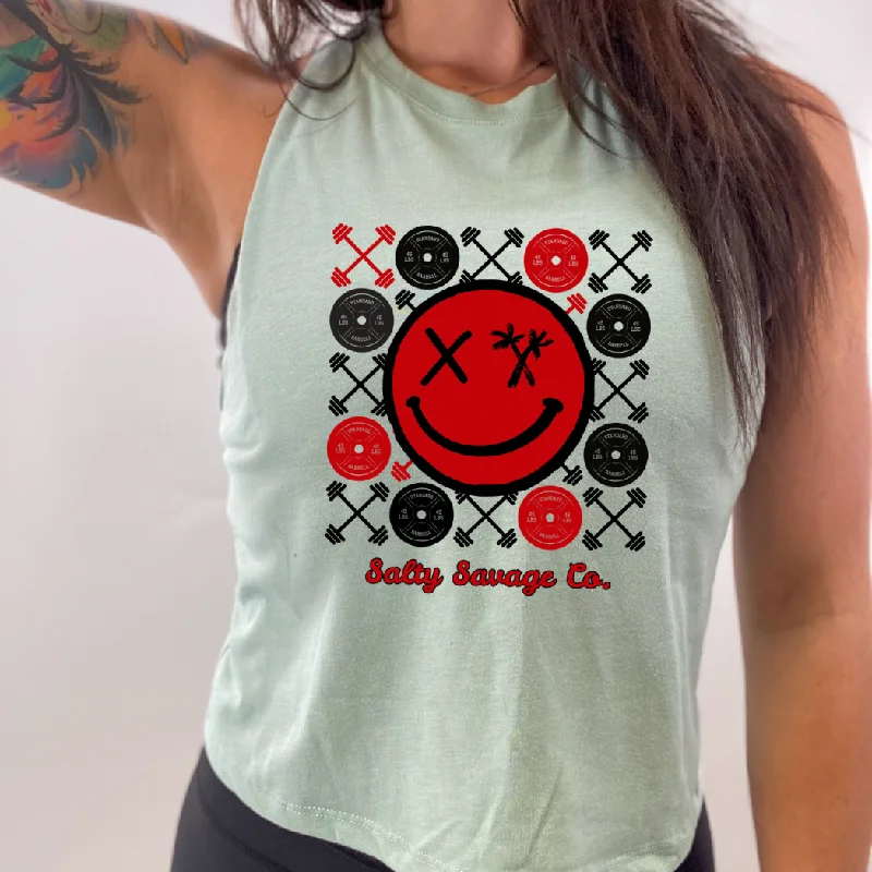 Ladies "Love of Lifting" Flowy Crop Tank flirty tank top