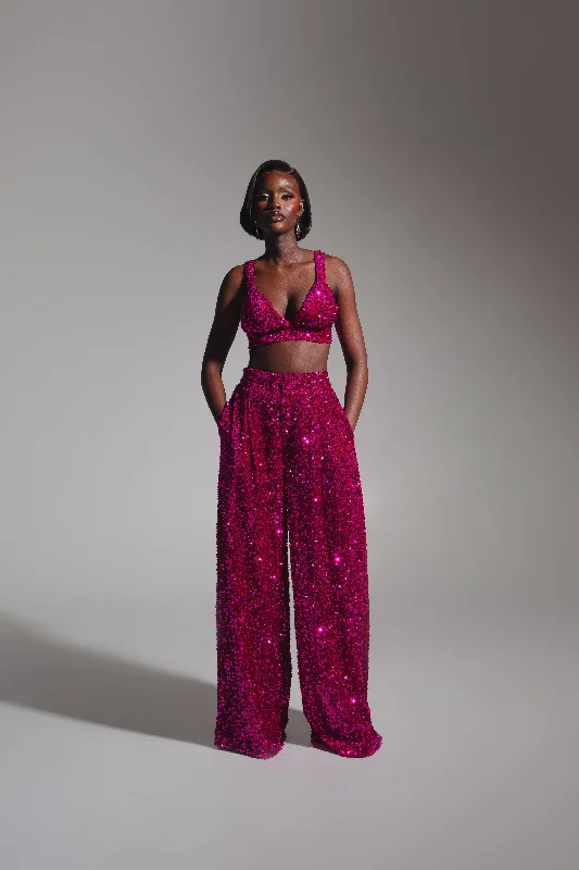 LIZA Sequin Pants in MAGENTA Comfortable Maternity Pants