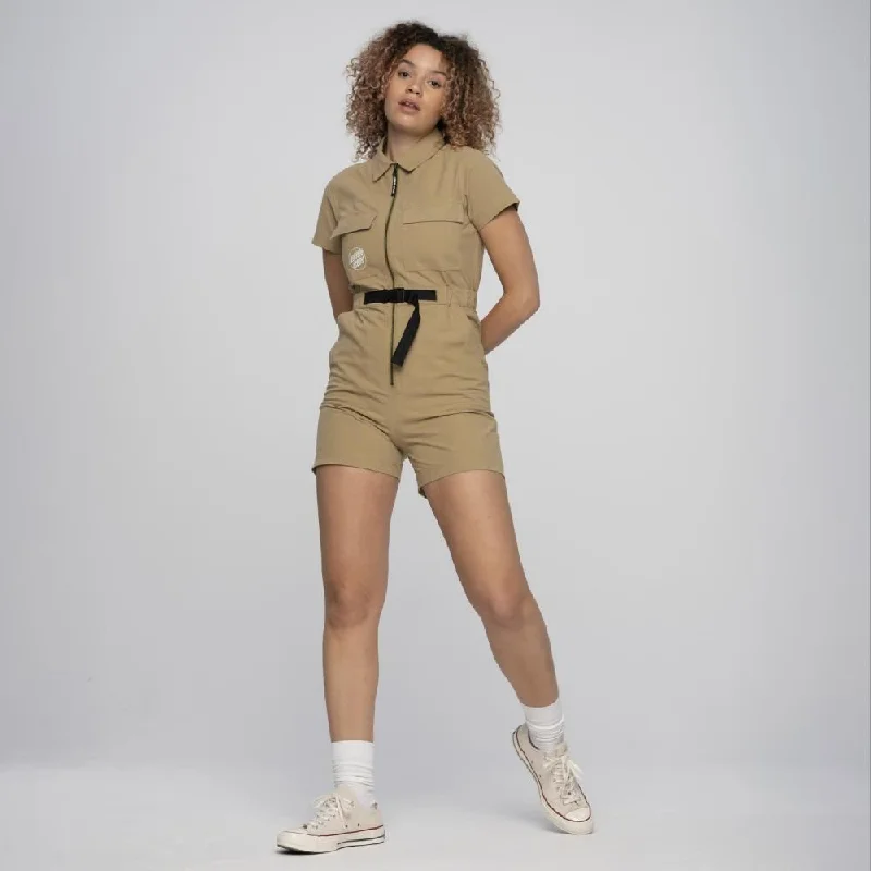 Santa Cruz Womens Pant Strip Cargo Playsuit - Fawn Chic Wool Trousers