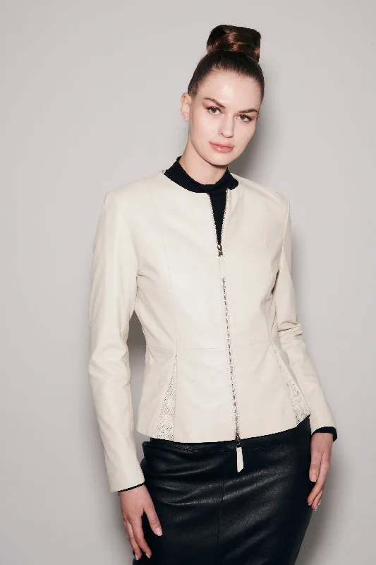 Blair Convert Peplum Jacket Off White Giacca Lusso - Jakett Jersey Jacket Tulle Jacket Batik Jacket