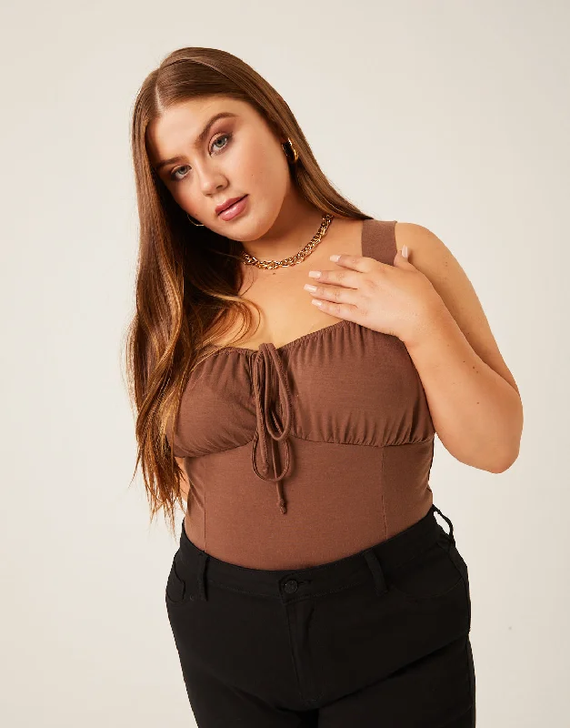 Plus Size Ruched Bust Tank loose fit tank