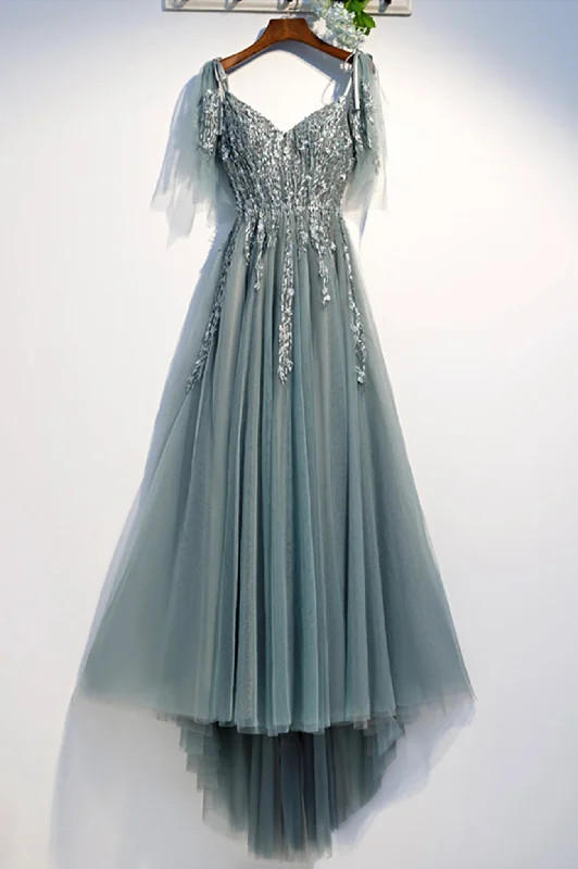 Purple Tulle Lace Long Prom Dresses, A-Line Evening Party Dresses Tunics Chinos classic