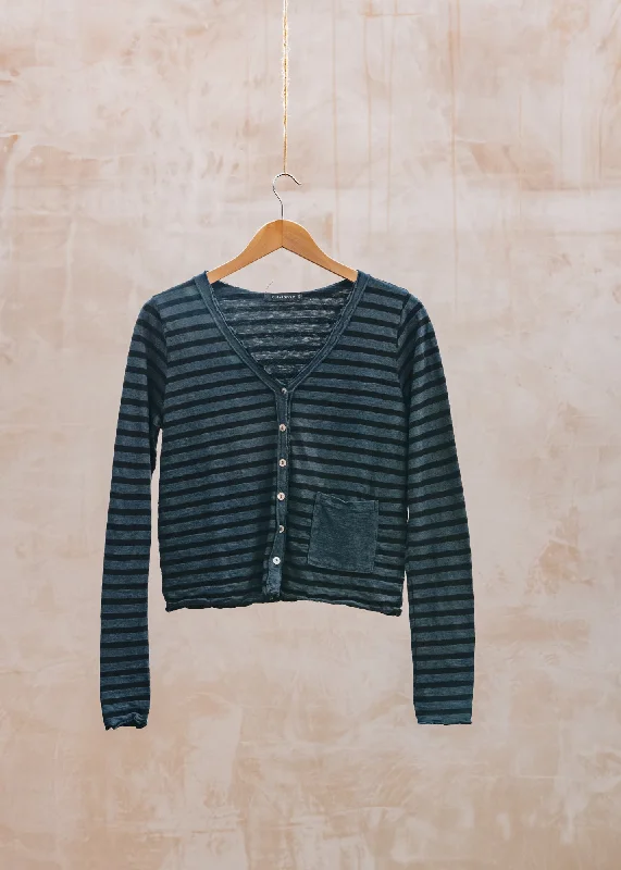 Cropped Cardigan in Night Mesh Blend Leather Blend Suede Blend