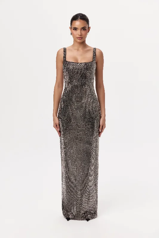 Rhinestone Tank Column Gown coral tank top