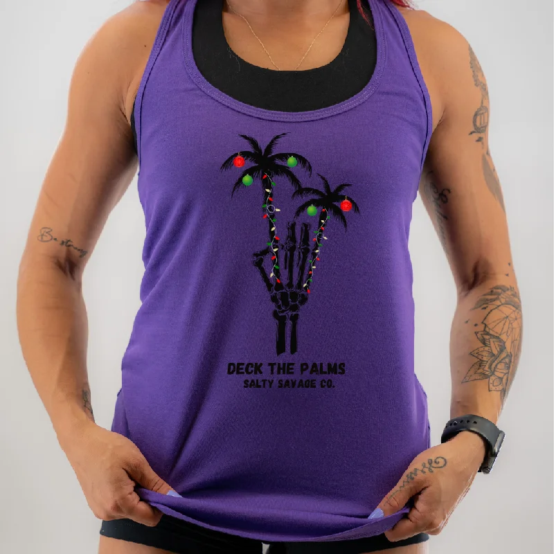 Ladies "DECK THE PALMS" Racerback Tank flowy tank top