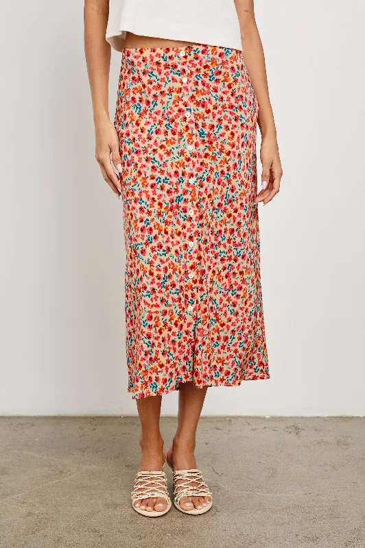 ROSETTA SKIRT - RED POSY linen skirt natural