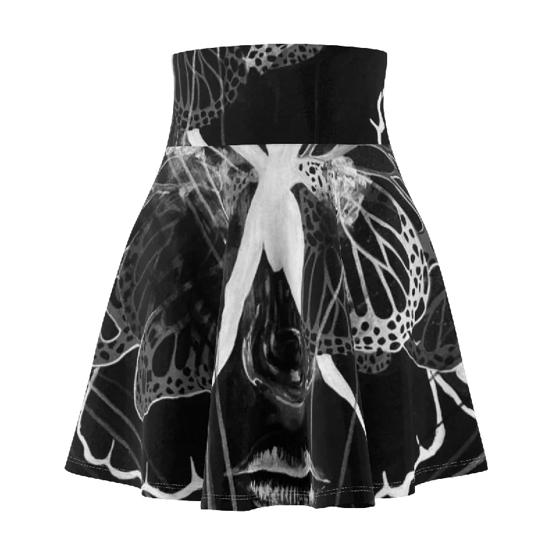 Black Butterfly Eyes Kelly Kresconko Skater Skirt tiered skirt playful