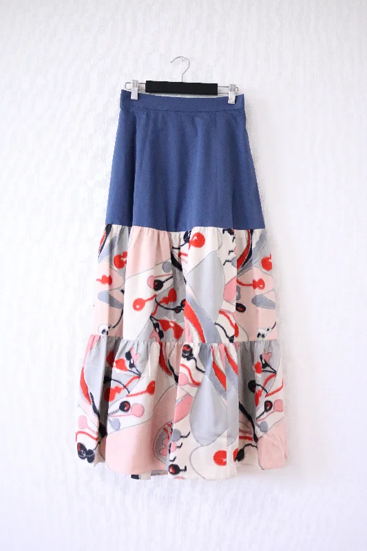 My World -Meisen Teered Skirt Navy chiffon skirt delicate