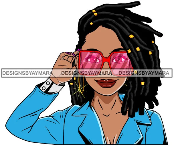 Afro Lola Woman Fashion Pink Sunglasses Shades Locs Hair Turquoise Jacket  SVG Cutting Vector Files Artwork for Cricut Silhouette And More Anorak Shell Jacket Lightweight Jacket