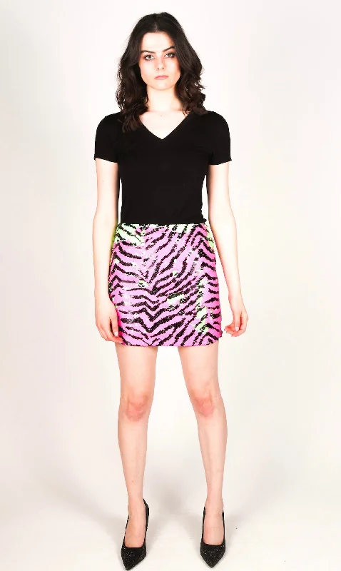 Any Old Iron Neon Zebra Skirt wool skirt thick