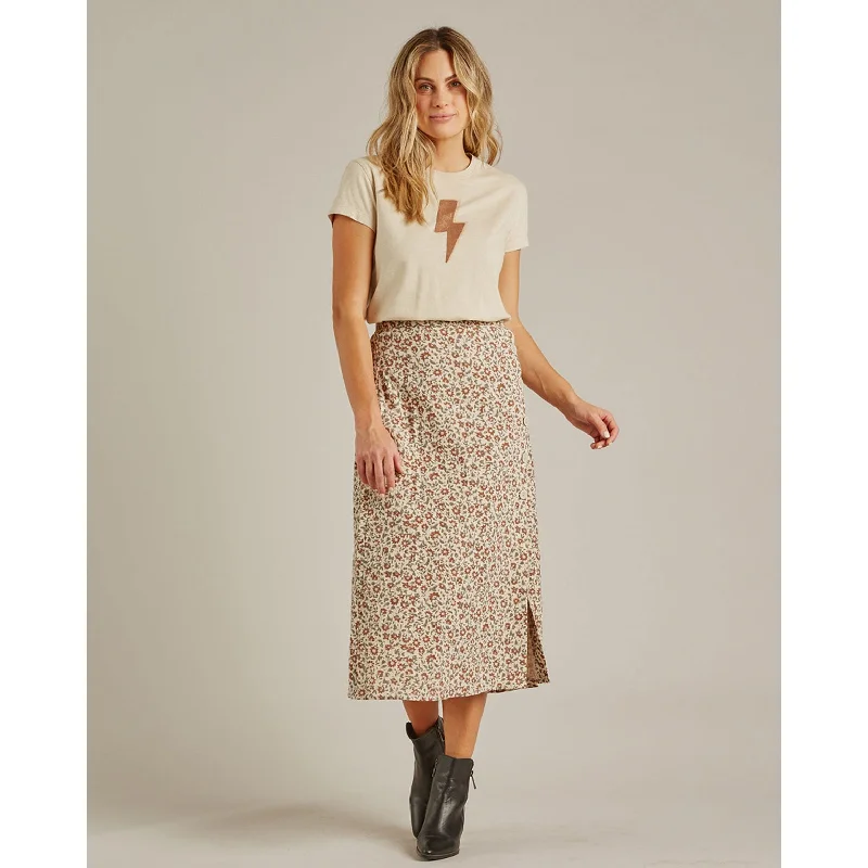 Rylee and Cru Stone Button Midi Womens Skirt cashmere skirt soft