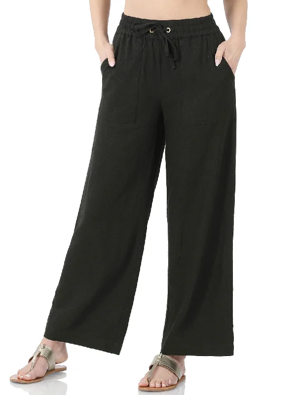 Womens Casual Linen Pants with Waist Drawstring and Side Pockets Cozy Lounge Pants
