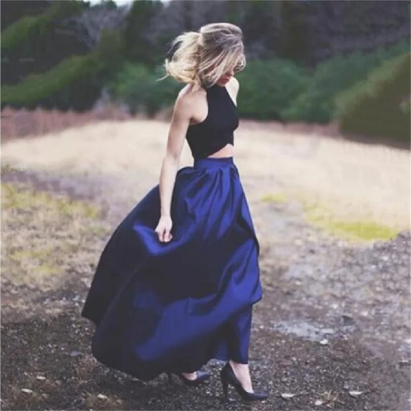 Two Pieces Prom Dress,Halter Prom Dress,Graduation Party Dress ,A-line Prom Dress,Custom Prom Dresses ,Evening Dresses, Prom Dresses,Long Prom Dress,PD0067 Peplum Ruffle Cocktail