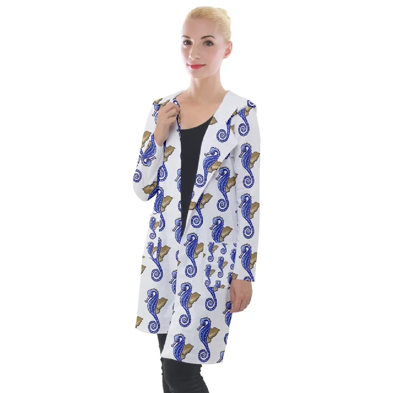 Seahorse Hooded Pocket Cardigan Plaid Cardigan Polka Dot Checkered