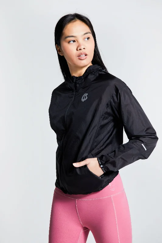 Womens- Lightweight Running Jacket - Black Embroidered Jacket Appliqued Jacket Beaded Jacket