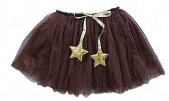 Little Girls Brown Tulle Skirt With Gold Stars athletic skirt fit