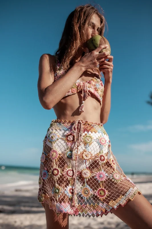 Telma Filet Lace Skirt in Lollipop boho skirt vibe