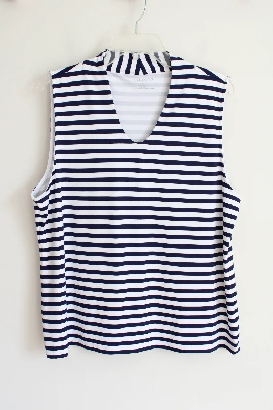 Talbots Navy & White Striped Tank | XL fitted tank top