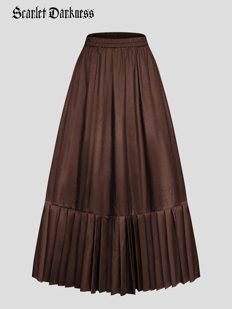 Victorian Goth Tiered Pleated Hem Chameleon Maxi Skirt chiffon skirt airy
