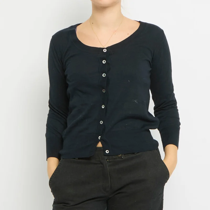 Round Neck Knitted Cardigan - UK 10 Wool Fabric Cashmere Fabric Tweed Fabric