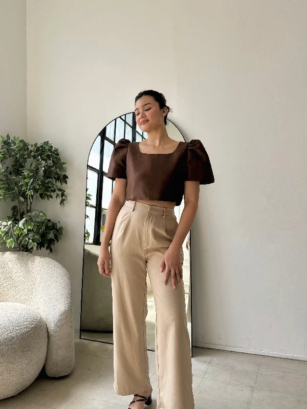Ollie pants (KHAKI) Elegant High-Waist Pants
