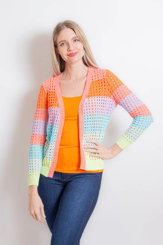 Multicolor Cut Out Cardigan Neon metallic Matte