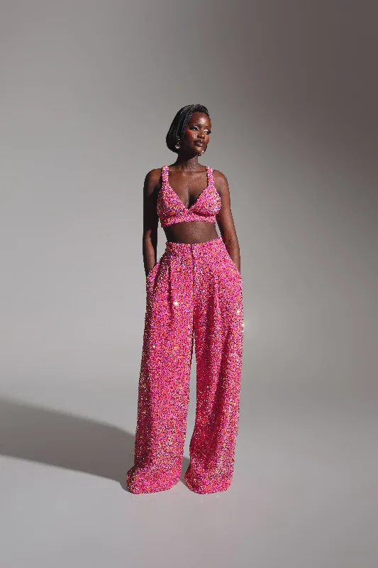 LIZA Sequin Pants in TOURMALINE Formal Wide-Leg Pants