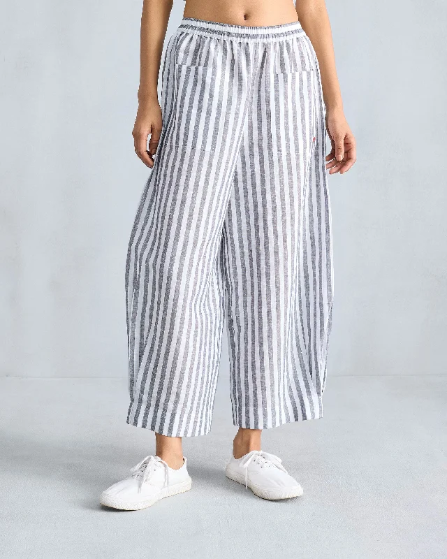 Serene Pants - Charcoal & White Stripes Warm Wool Trousers