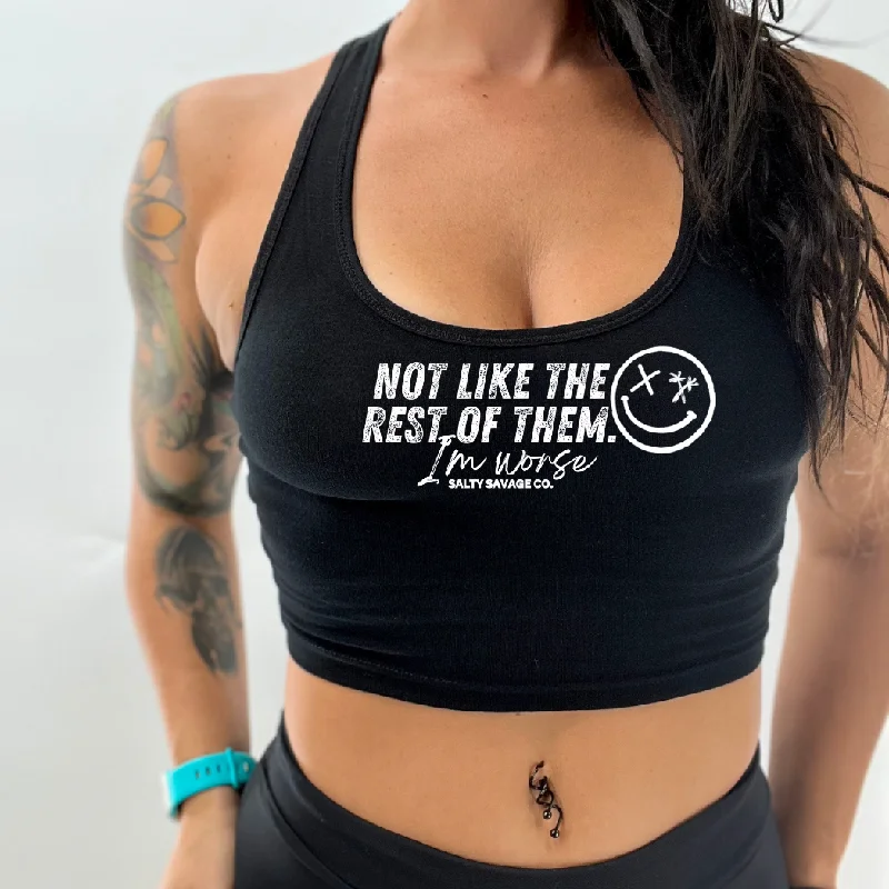 Ladies "I’m worse" Racerback Crop Tank scoop neck tank